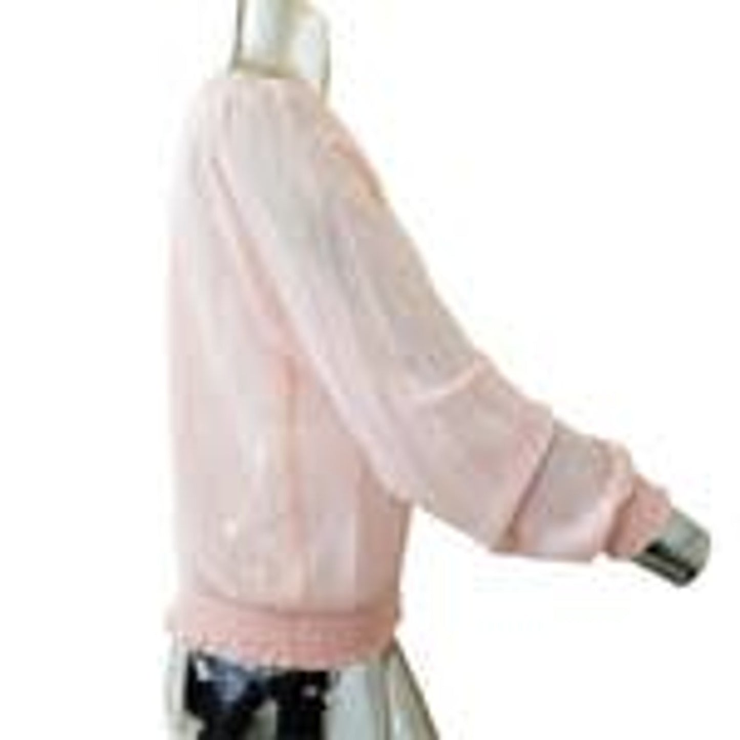 Socialite Pink LARGE NEW Crochet Trim Smocked Waist Sleeve Blouse Long