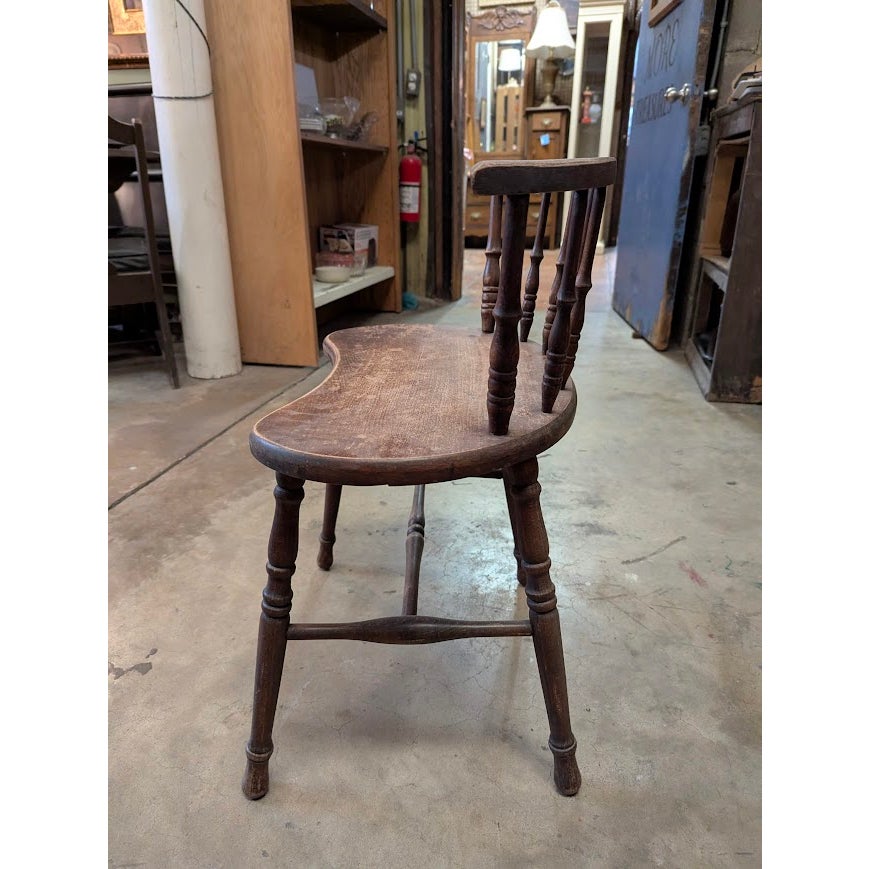 Secondhand Sandies: Antique 19thC Wood Spindle Chair | 20x11 Kidney Plank Accent Vanity Seat