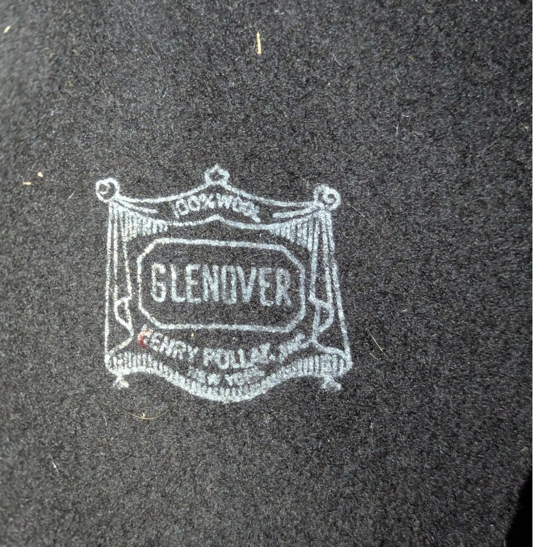Vintage 50s Glentover Henry Pollak Black Wool Newsboy Cap Gold Trim Hat PinUp