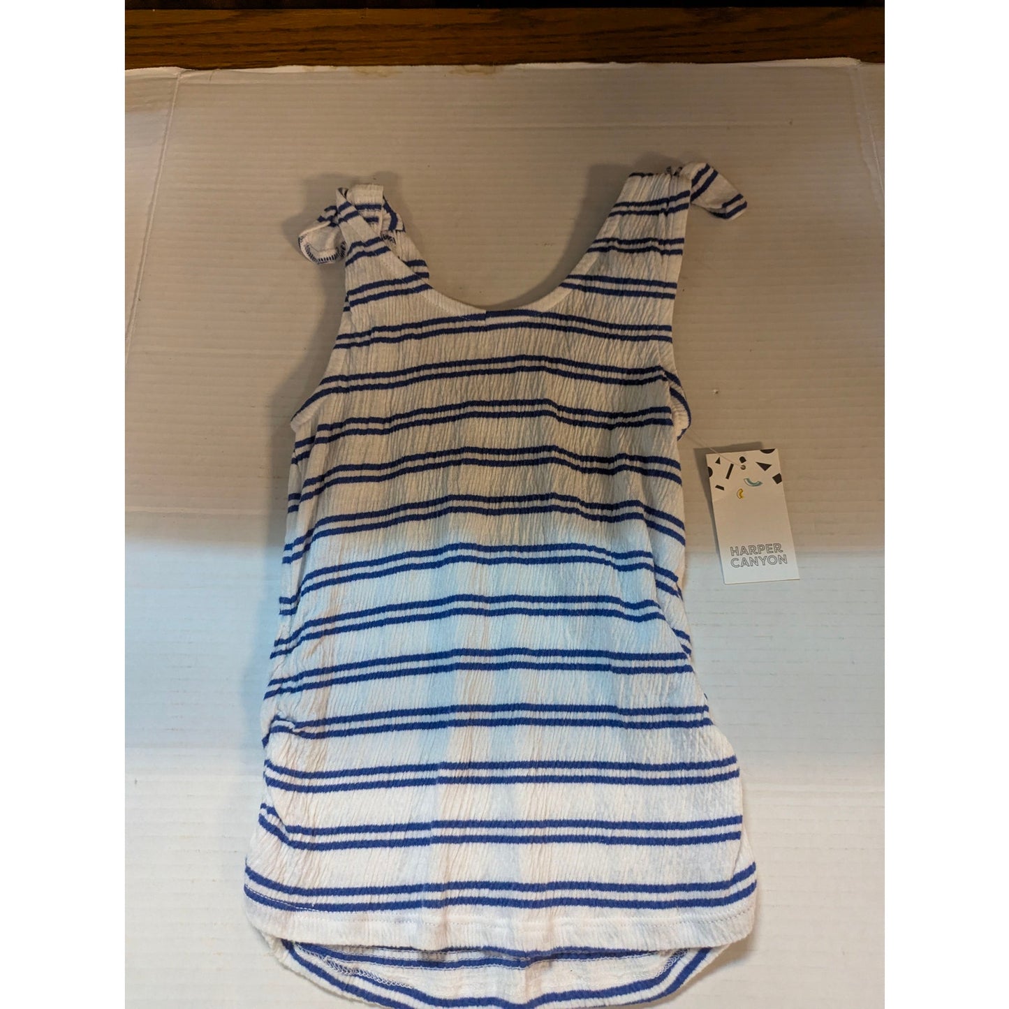 Harper Canyon Girls Blue Striped Sleeveless Tank Top Size Small 7-8 NWT