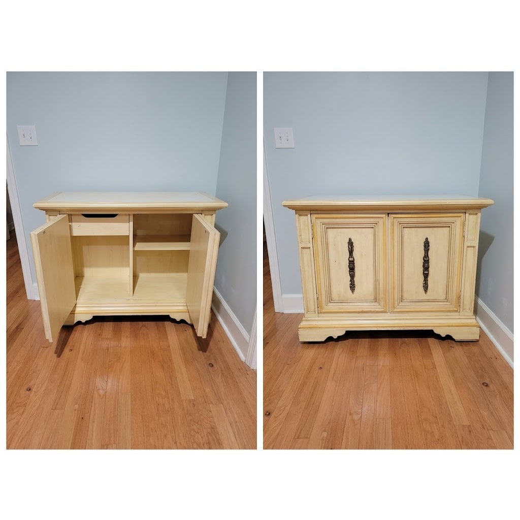 Secondhand Sandies: Vintage Petite French Provincial Marble Top Sideboard on Casters