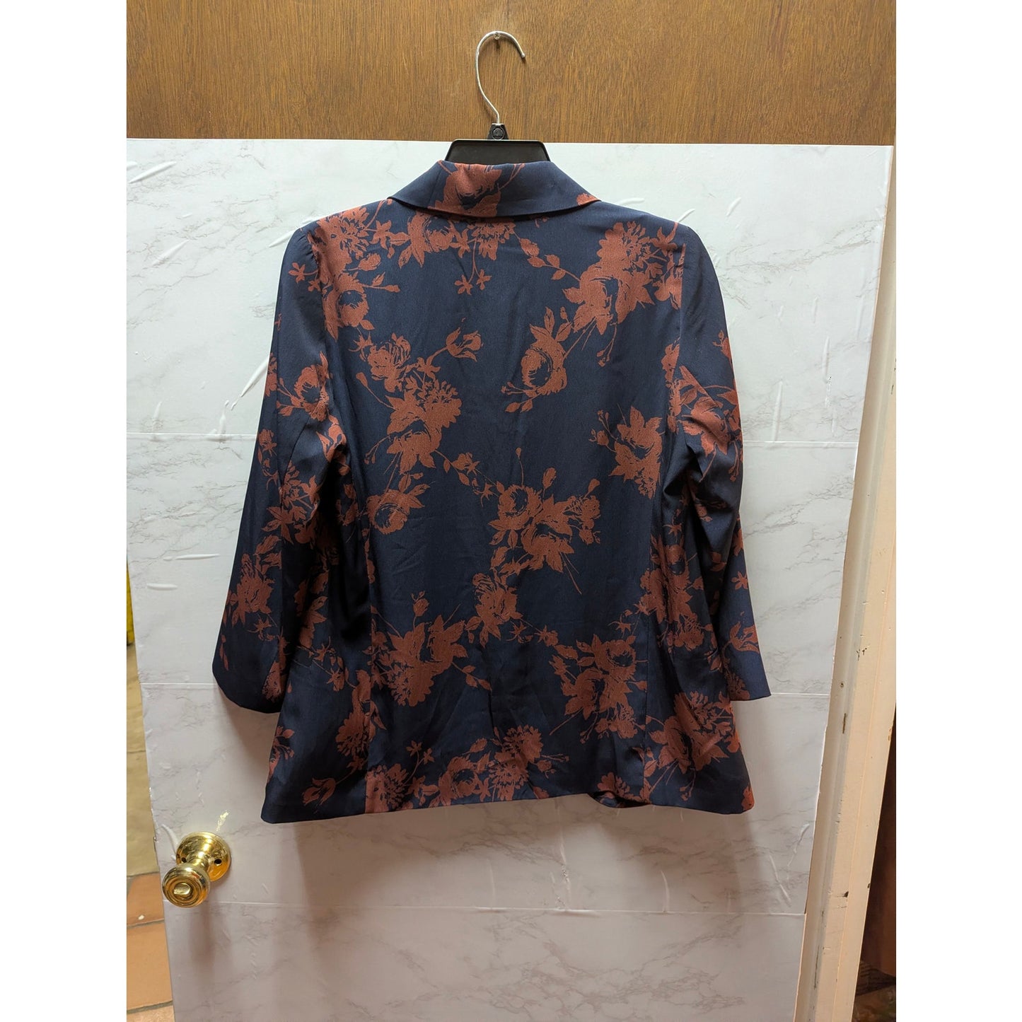 Vintage 90s y2KSkies Are Blue Navy Blue Floral Open Front Blazer Jacket Small