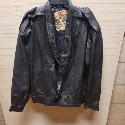 Leatherman Vintage 1980s Black leather Jacket Wing Sleeve Snaps Pockets