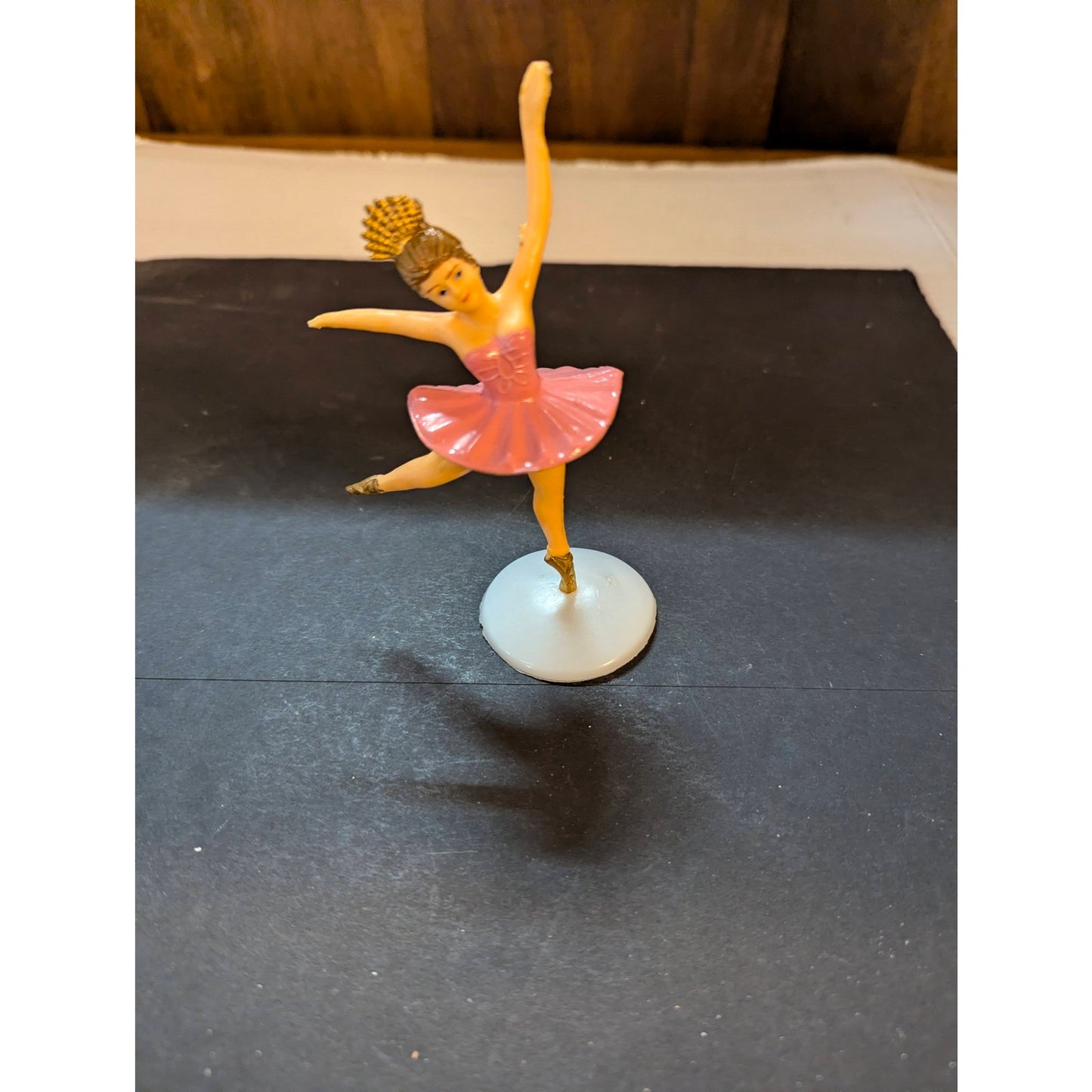 Vintage Pink & Gold Plastic Ballerina Cake Topper Figurines Set of 2