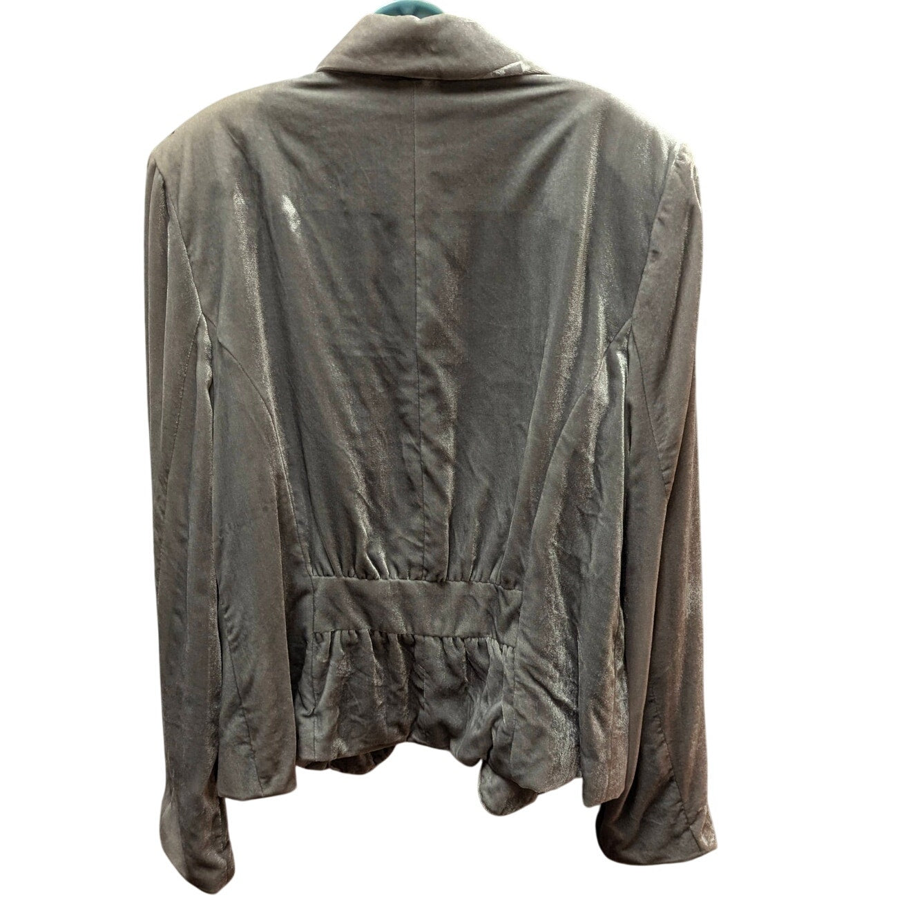 i.n. Studio Gray Crushed Velvet Blazer Whimsigoth Coquette Ruched Holiday Jacket