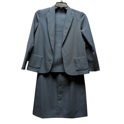 Vintage Blue Pinstripe Skirt Suit Set 90s Career Chic Plus Size 1X