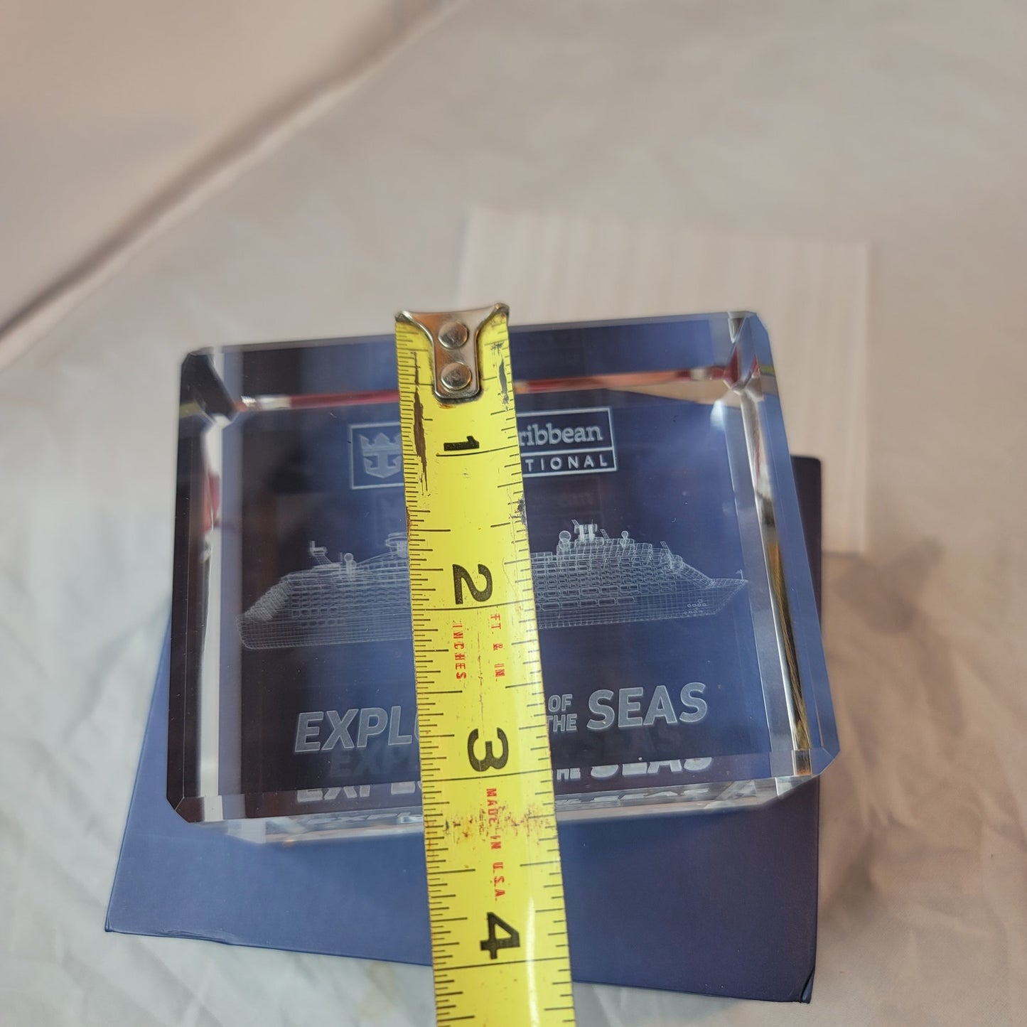 Explorer of the Seas glass block Paperweight Royal Caribbean crystal clear SHIP