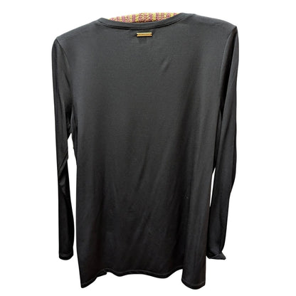 Michael Kors Grommet Detail Long Sleeve Top Womens Medium Black Scoop Neck