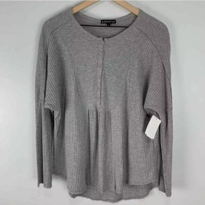 Gibsonlook High Low Heather Grey Long sleeve lightweight Top blouse Women Large