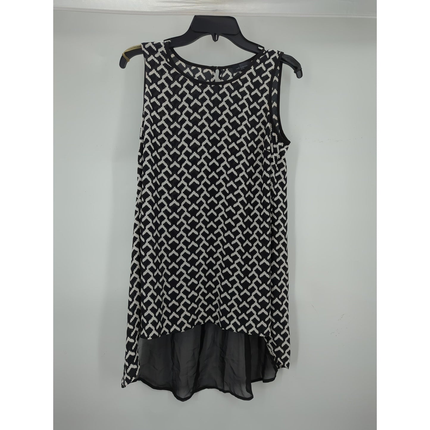The Limited Black & White Geometric Split Back Tunic Tank Top Small