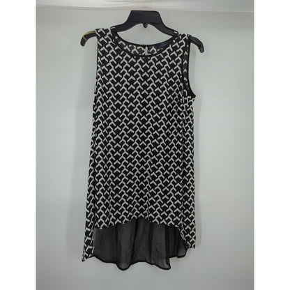 The Limited Black & White Geometric Split Back Tunic Tank Top Small