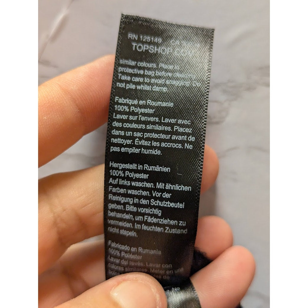 Topshop Black Satin Faux Wrap Spaghetti Strap Mini Dress Size 8