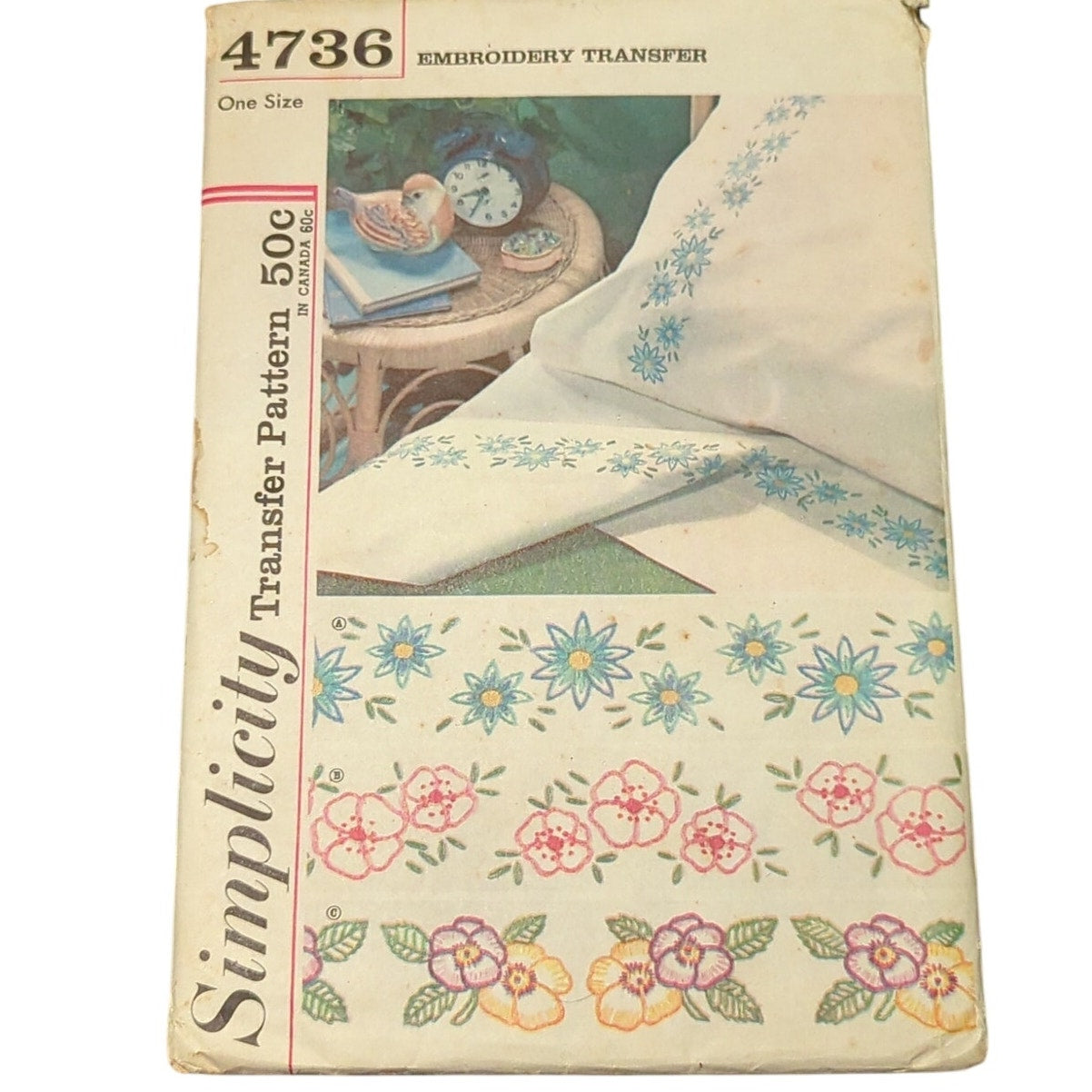Simplicity 4736 Vintage Sewing Pattern One Size Embroidery Transfer