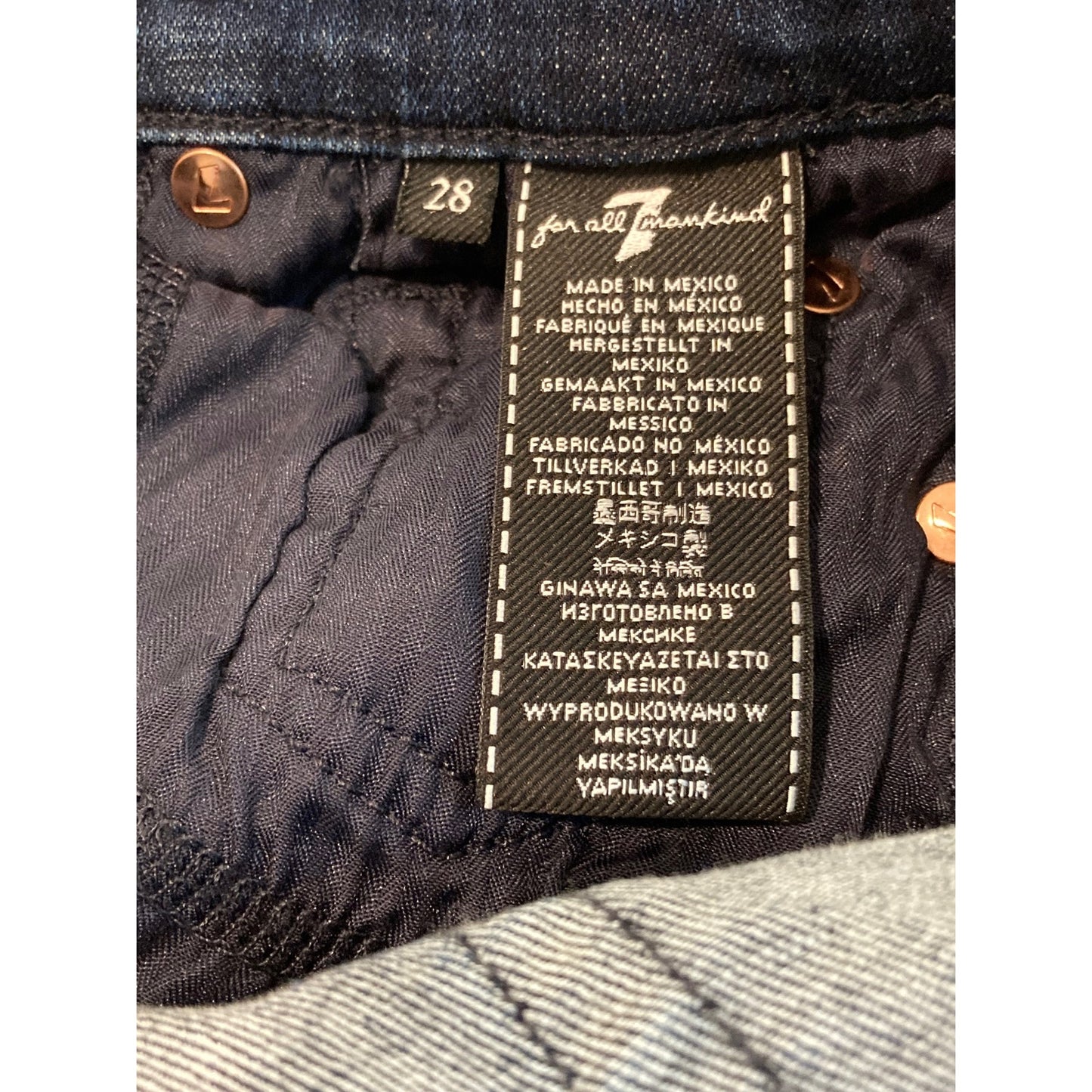 7 For All Mankind Raw Hem Damaged Destroyed Denim Ankle Jeans Size 28 Blue NWT