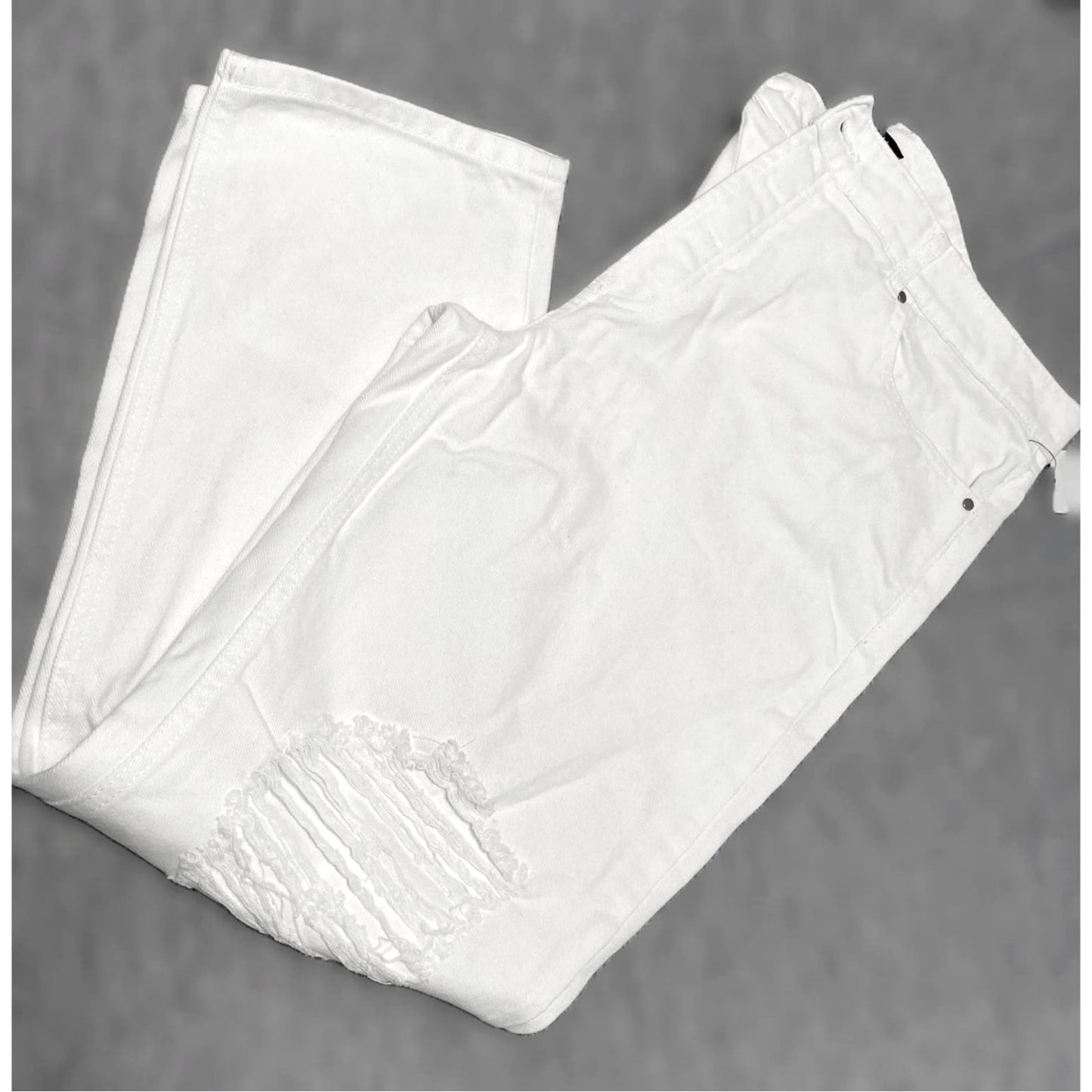 AFRM Distressed High Rise Ankle Skinny Button Fly Jeans Size 32  in White NWT