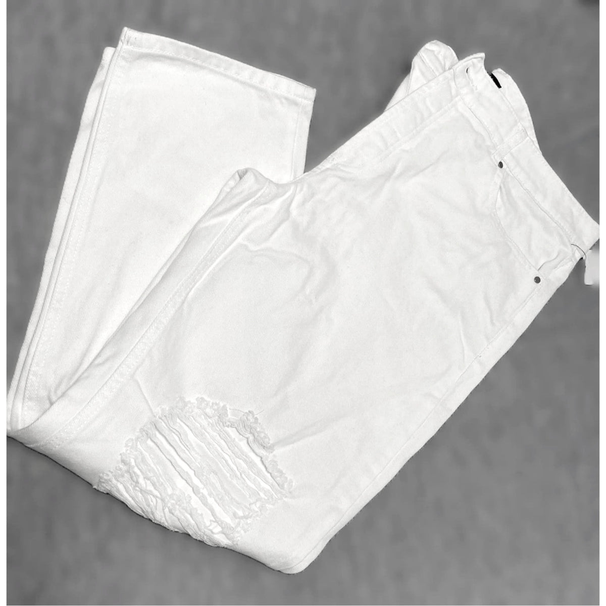 AFRM Distressed High Rise Ankle Skinny Button Fly Jeans Size 32  in White NWT