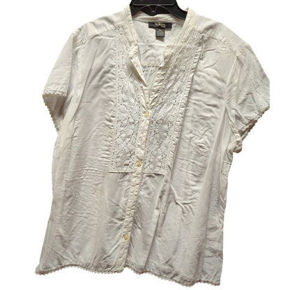 Style & Co. Size 18W womens white pintuck blouse lace detail Career Casual