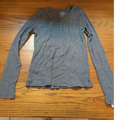Harper Canyon Girls Gray Long Sleeve Henley Thermal Top XL 14-16 Coquette Y2K