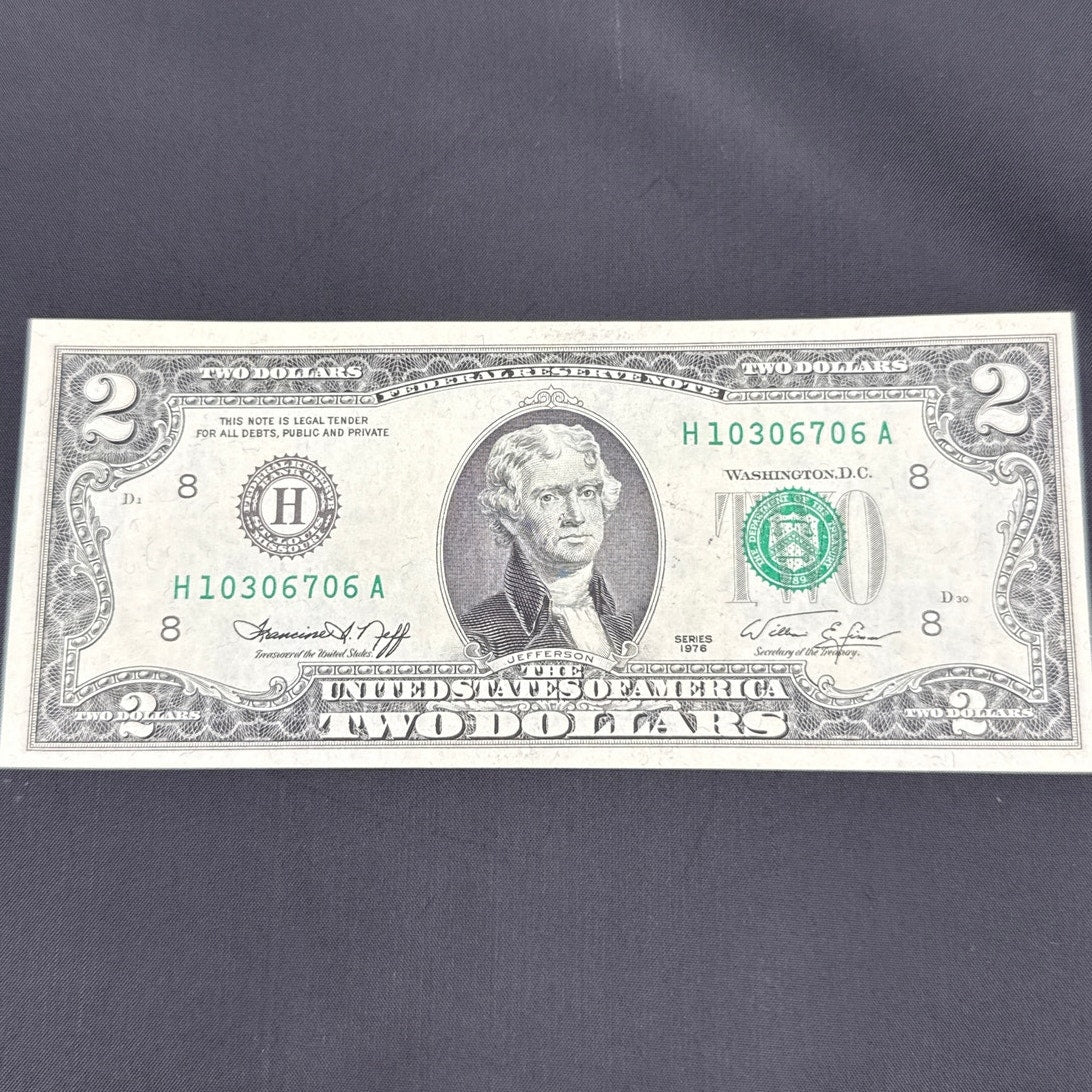 Paper Currency Bank Note USA Paper Money 2$ Series 1976 consecutive see store