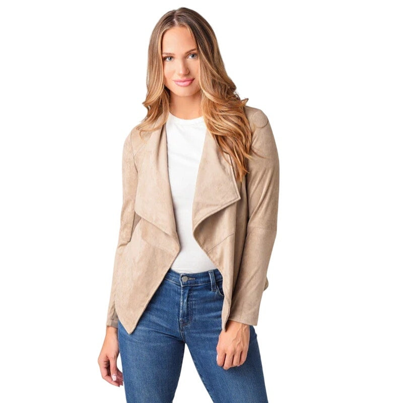 BB DAKOTA Women's Wade Faux Suede Jacket Open Style Pockets Size 2X