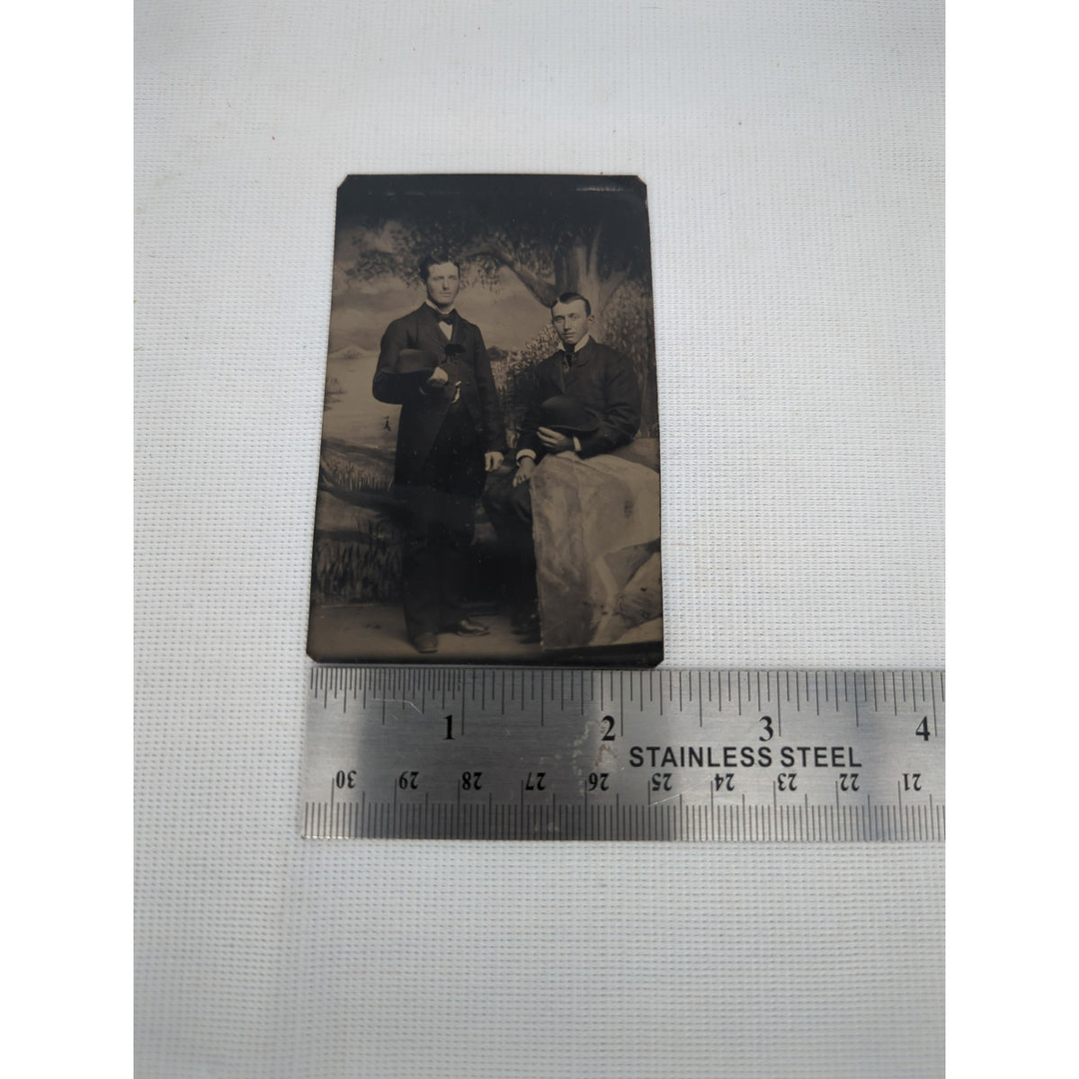 Antique Tintype Photograph Two Men Studio Portrait 19th Century