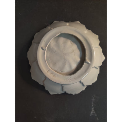 Vintage 1967 Handmade Ceramic Spiral Dish Gold Trim Ruffled Edge