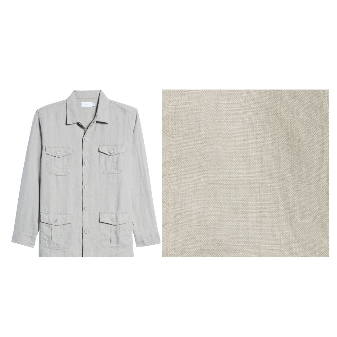 Onia Linen Safari Jacket Men Size Medium Missing a button Overshirt Greenish Tan