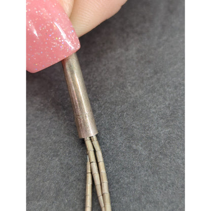 Vintage Liquid Silver MultiStrand Necklace Blue Beaded Southwestern Sterling 18"