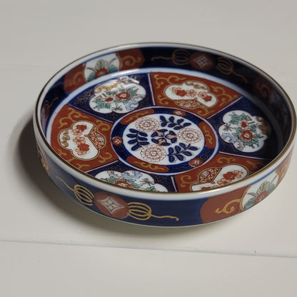 Vintage Handpainted Japanese Imari Porcelain Dish 5.5" Gold Gilt