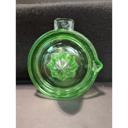 Vintage Federal Glass Green Uranium Juice Reamer with Tab Handle Kitchenware
