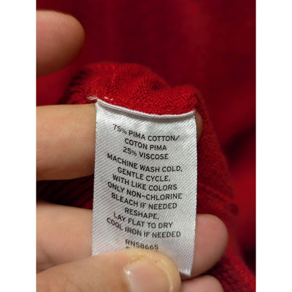 Halogen Red Faux Wrap VNeck Sweater Size Small ribbed waist long sleeve NEW