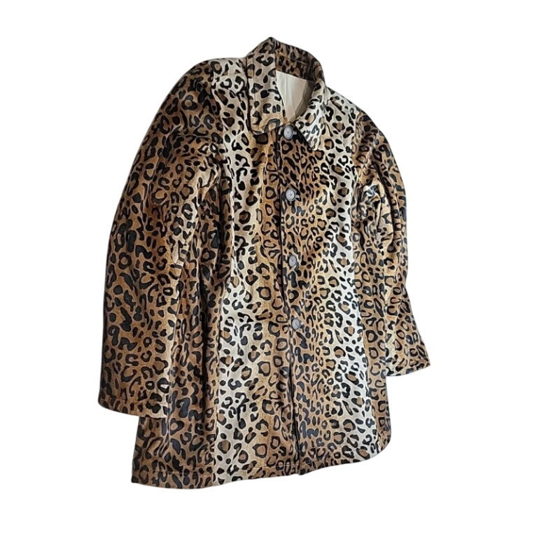 Dennis basso NEW rain coat reversible leopard Animal print all weather coat XL