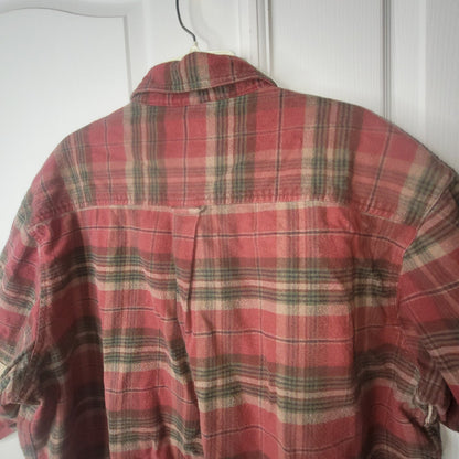 Woolrich Mens 2XL Plaid Flannel Shooting Shirt Canvas Patch Hunting Red Green