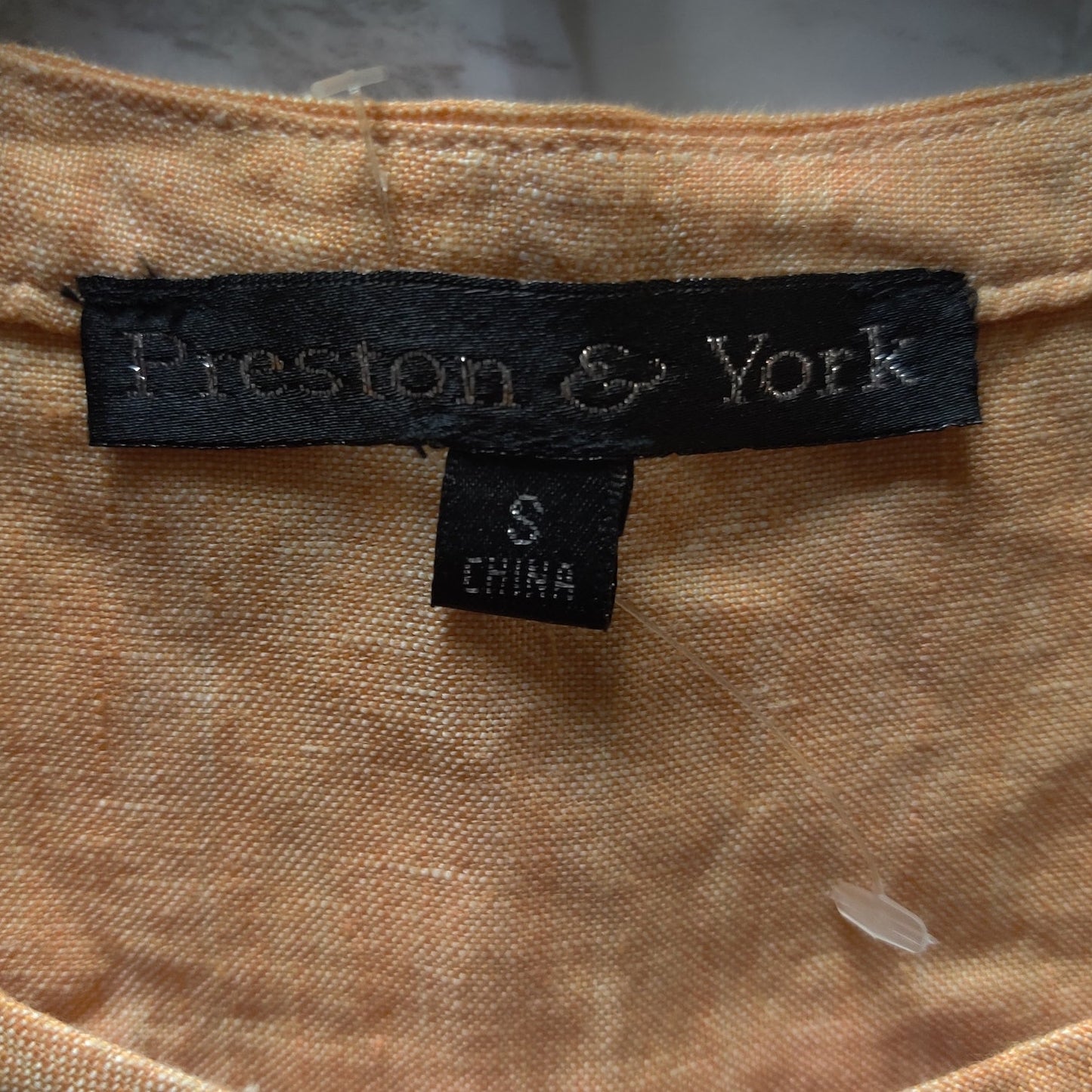 Preston & York Orange 100% Linen Sleeveless Button Up Tunic Blouse Coastal Small