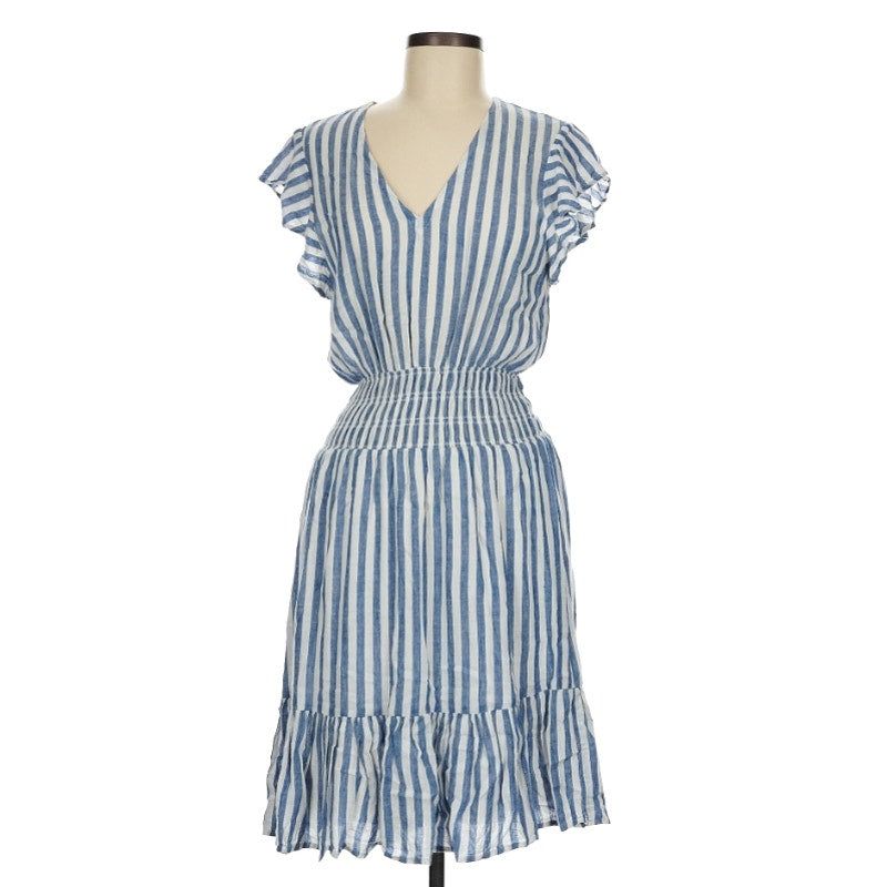 Rails Casual Dress NEW Small Blue White Short Sleeve Elastic Waist Casual Summer
