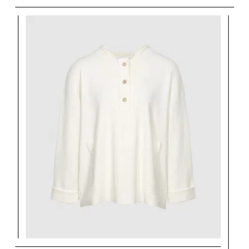 REISS Frankie Oversized Hoodie Size Large Gold button 1/4 Long Sleeve $320 NEW