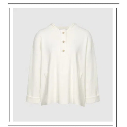 REISS Frankie Oversized Hoodie Size Large Gold button 1/4 Long Sleeve $320 NEW