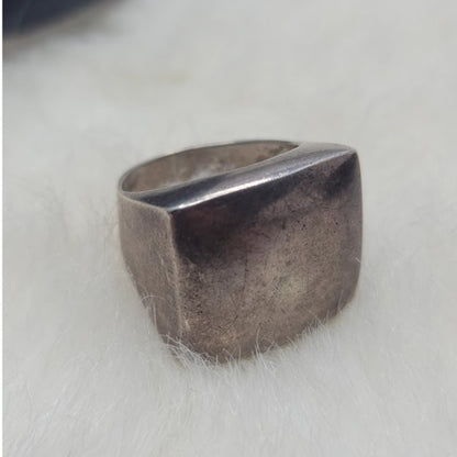 Vintage Modernist Sterling Silver Convex Shield Statement Ring Size 9