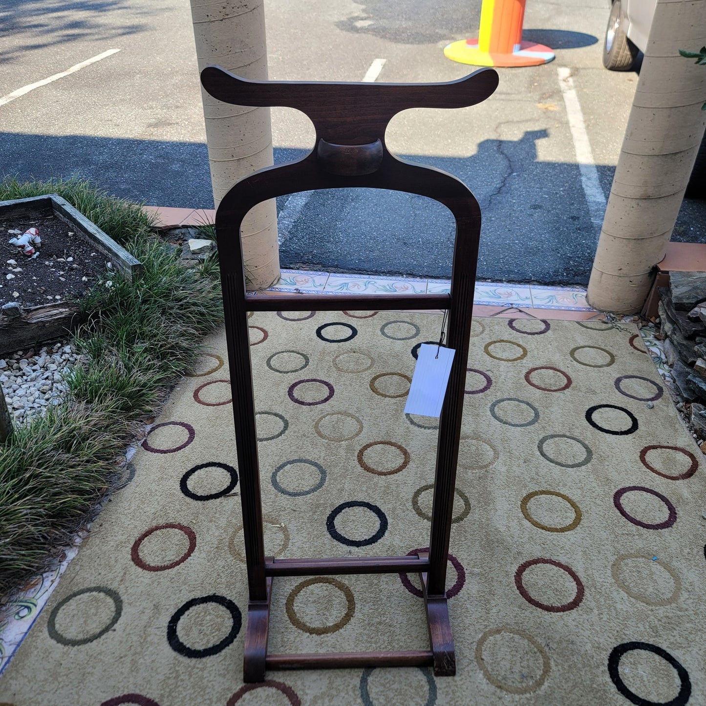 Secondhand Sandies: Vintage Men's solid wooden valet coat rack pants hanger change holder