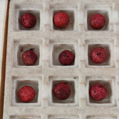 Antique German Handmade Clay Marbles Bulk Job Lot of 36 Red & Coral 9/16" #H16