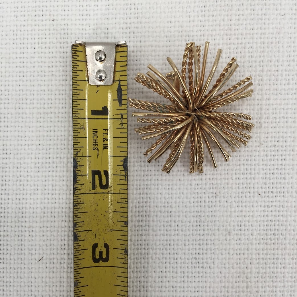 Vintage MCM Fashion gold-tone STARBURST brooch pin Braided Metal 1960 MOD style