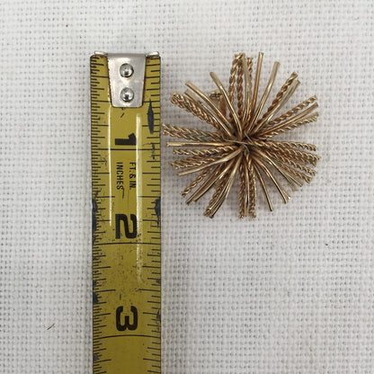 Vintage MCM Fashion gold-tone STARBURST brooch pin Braided Metal 1960 MOD style
