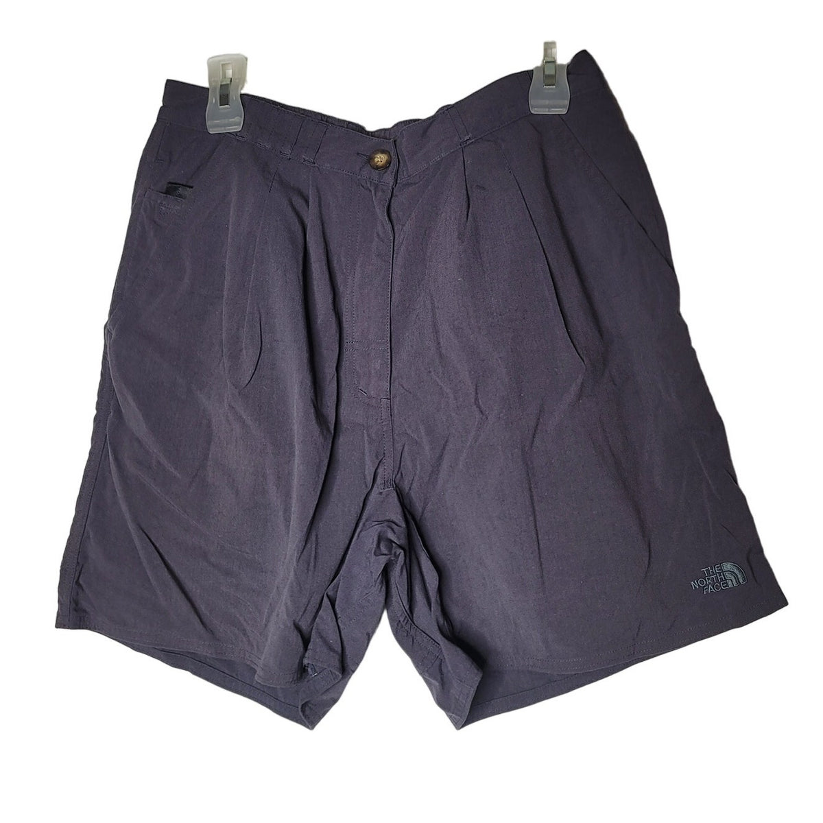 North face shorts womens large charcoal gray bermuda pleat front pockets walking