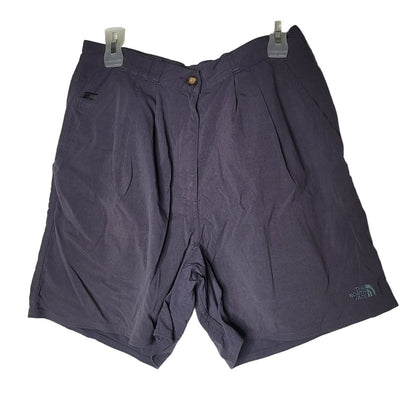 North face shorts womens large charcoal gray bermuda pleat front pockets walking