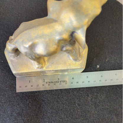 Vintage Single Chalkware elephant statue bookend Trunk Up