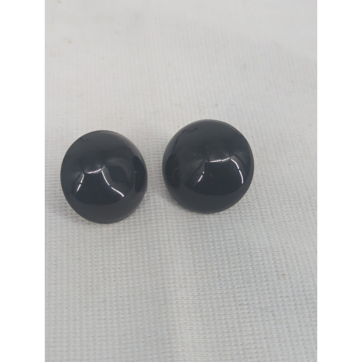 Vintage Black Domed Button Post Earrings Retro Glossy Minimalist