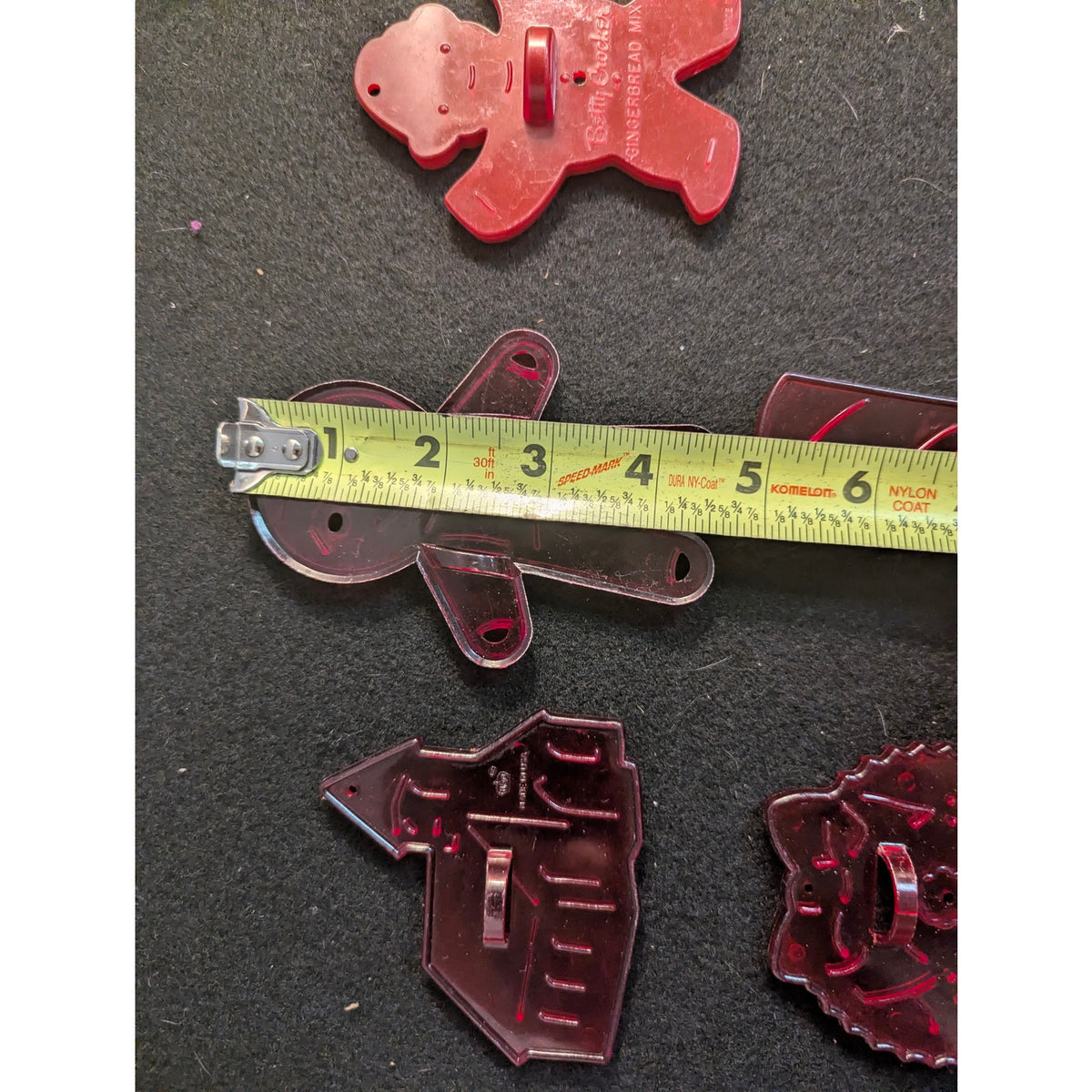 Vintage Red Plastic Christmas Cookie Cutters Lot of 6 Hallmark USA