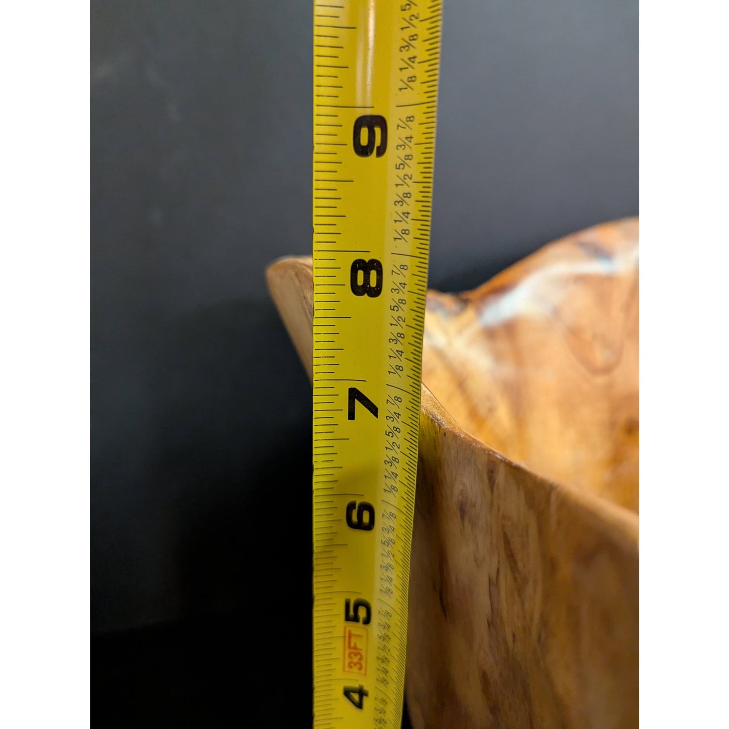 Rustic Hand-Carved Live Edge Teak Root Wooden Bowl Tree Stump Centerpiece