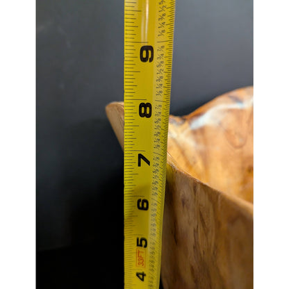 Rustic Hand-Carved Live Edge Teak Root Wooden Bowl Tree Stump Centerpiece