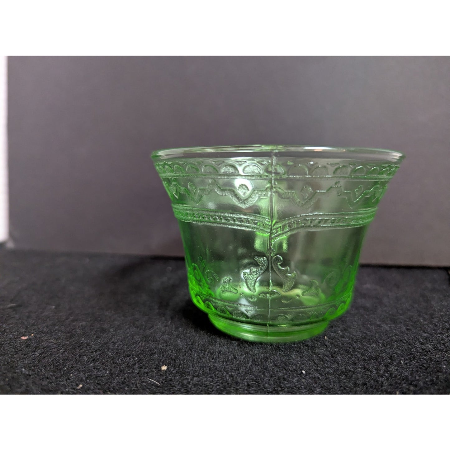 Green Depression Glass Tea Cup and Saucer Set Vintage Federal Princess Pattern